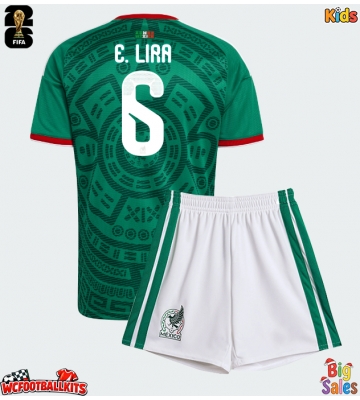 Mexico Erik Lira #6 Replica Home Stadium Kit for Kids World Cup 2026 Short Sleeve (+ pants)